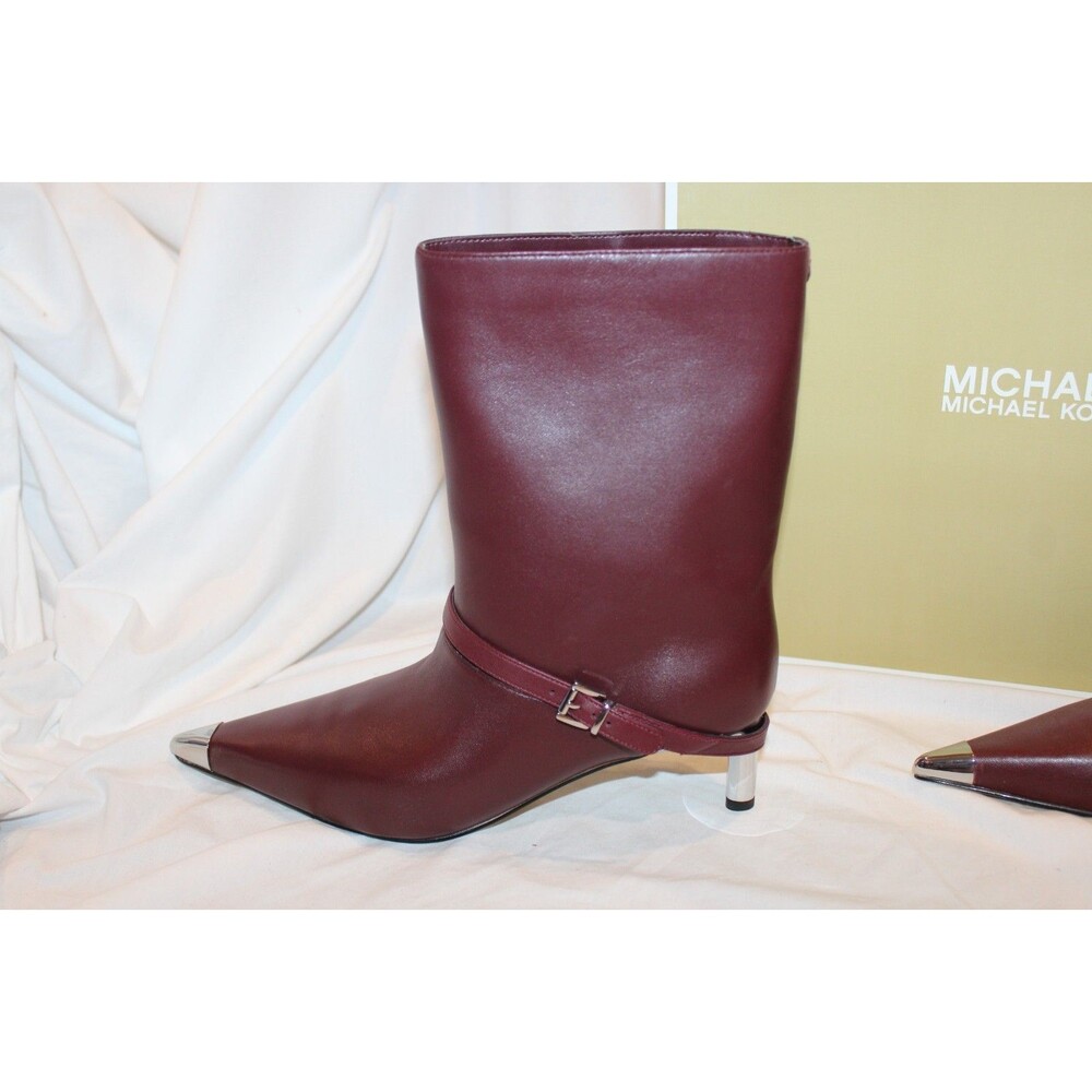 Michael Kors Women's Kasia Leather Buckle Booties Oxblood Red NIB $255 SZ 6 - Picture 6 of 8